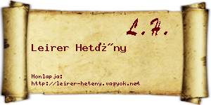 Leirer Hetény névjegykártya